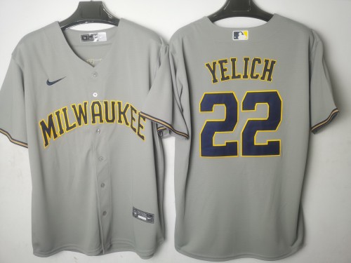 Milwaukee Brewers Away Limited Jersey Grey Fan Version NO.22 YELICH