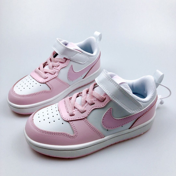 Air Force Low-top Children's Leather Sneakers Velcro FG22-36 White Pink