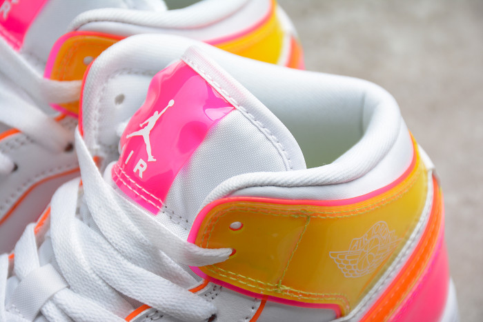 Air Jordan 1 Mid GS Edge Glow White Pink Blast CV4611-100