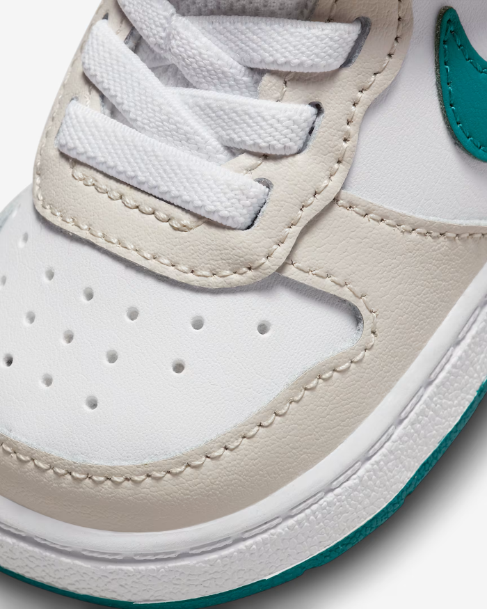 Air Force Low-top Children's Leather Sneakers Velcro FG22-36 White Green