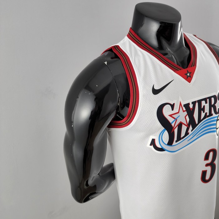 Allen Iverson Philadelphia 76ers Swingman Big Meteor White Retro Jersey