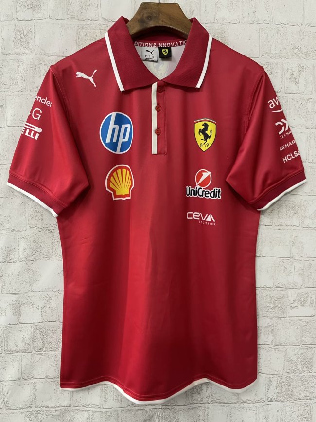 2025 Ferrari Racing Polo Shirt Fleet Version Red NO Number