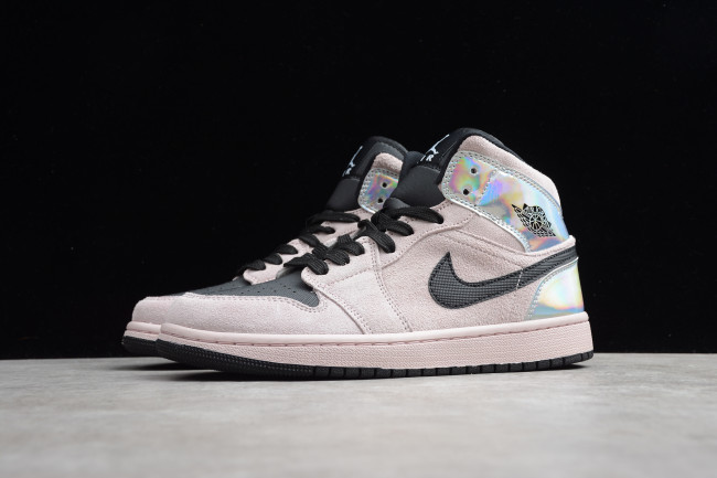 Air Jordan 1 Mid Iridescent Shoe Rose Black BQ6472-602