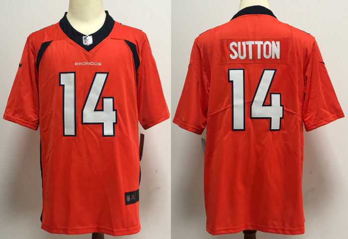 Denver Broncos Jersey Orange 2024 NO.14 SUTTON