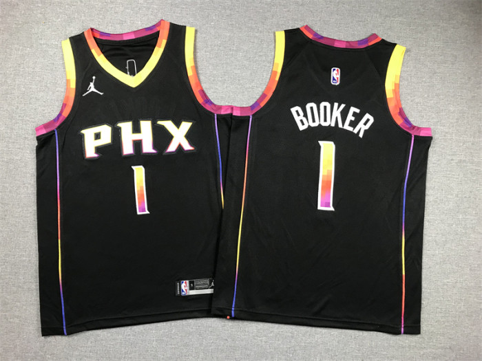 Phoenix Suns Kids Jersey Black Statement Edition 2023 NO.1 BOOKER