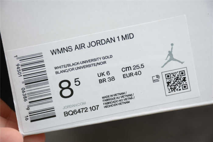 Air Jordan 1 Mid Perforated White University Gold BQ6472-107