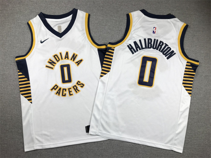 Indiana Pacers Kids Jersey White Icon Edition  2023 NO.0 HALIBURTON