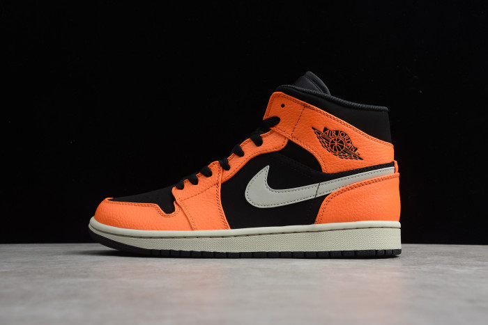 Air Jordan 1 Mid 10.5 Black Light Bone Orange Size 10.5 554724 062
