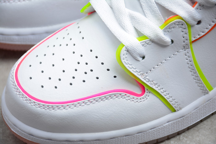 Air Jordan 1 Mid GS Edge Glow White Pink Blast CV4611-100