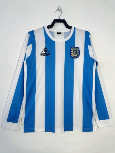 Argentina Home Long Sleeve Retro Jersey 1986