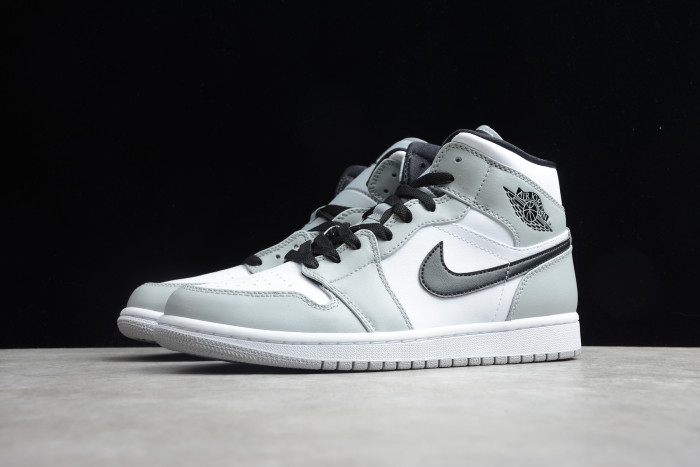 Air Jordan 1 Mid Light Smoke Grey White Black 554724-092