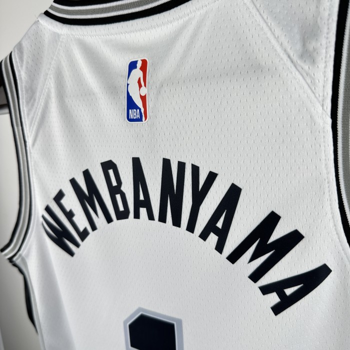 San Antonio Spurs KIds Jersey White Icon Edition 2024 NO.1 WEMBAMYAMA