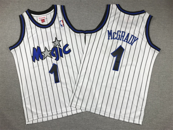 Orlando Magic Kids Jersey White Stripes 90s NO.1 McGRADY