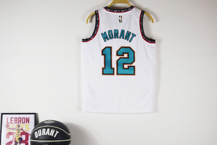 Memphis Grizzlies Kids Basketball Jersey White 24/25 NO.12 MORANT