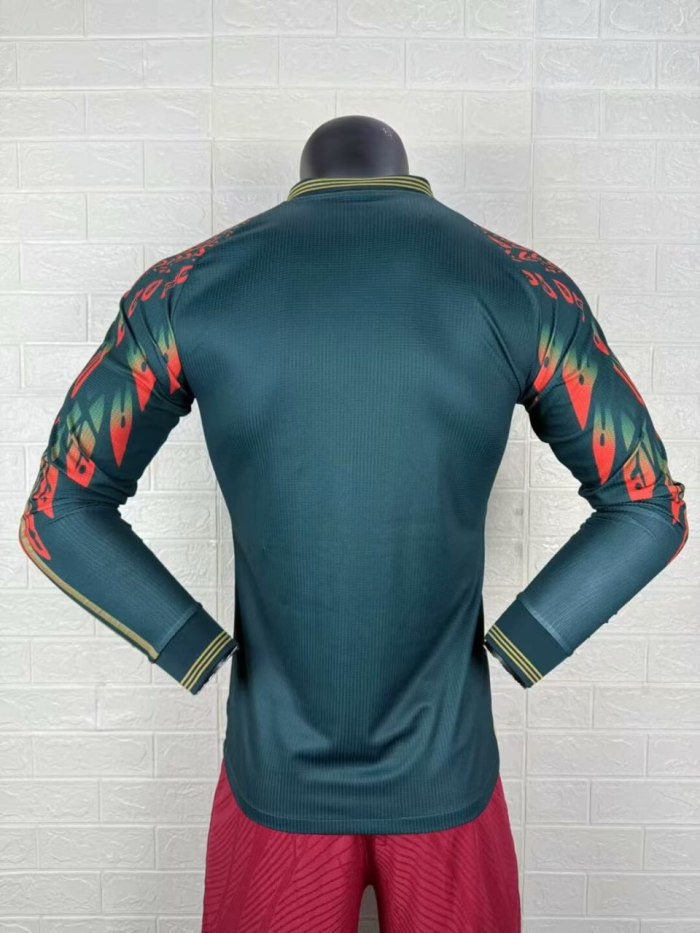 Mexico Gold Man Long Sleeve Player Version Jersey 25/26 Red Green