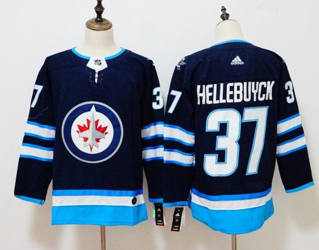 Winnipeg Jets Home Jersey Blue NO.37 HELLEBUYCK