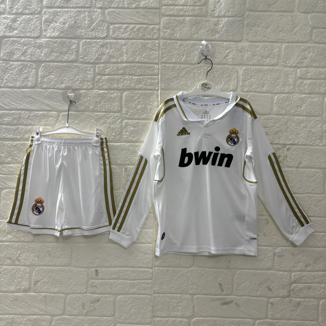 Real Madrid Home Retro Kids Long Sleeve Suit 2011/12