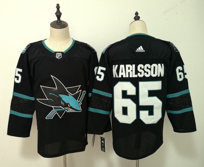 San Jose Sharks Alternate Player Jersey Black NO.65 KARLSSON