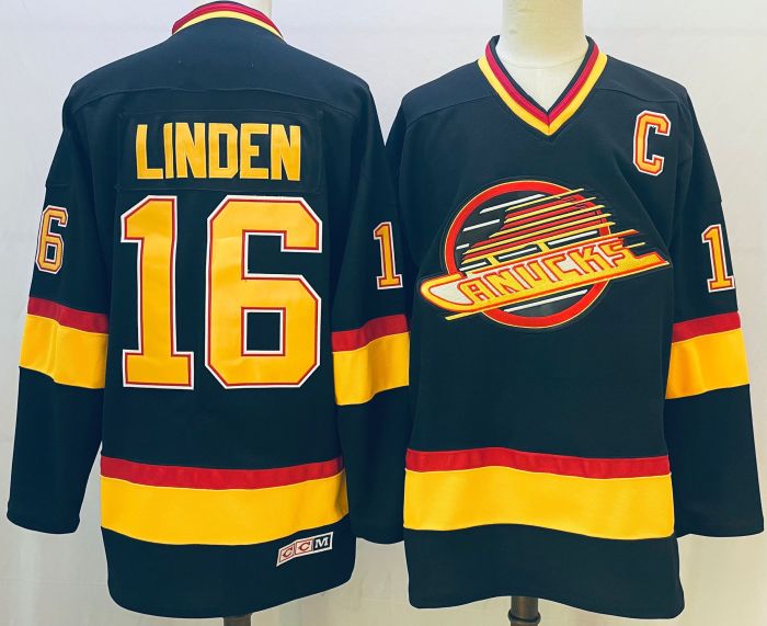 Vancouver Canucks Jersey Retro Black NO.16 LINDEN