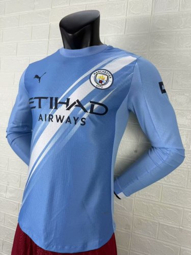 Manchester City Home Player Version Long Sleeve Jersey 25/26