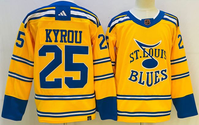 St Louis Blues Reverse Retro 2.0 Jersey Yellow NO.25 KYROU