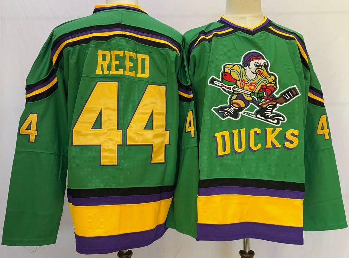 Mighty Ducks Movie Ice Hockey Jersey for Halloween Green NO.44 REED