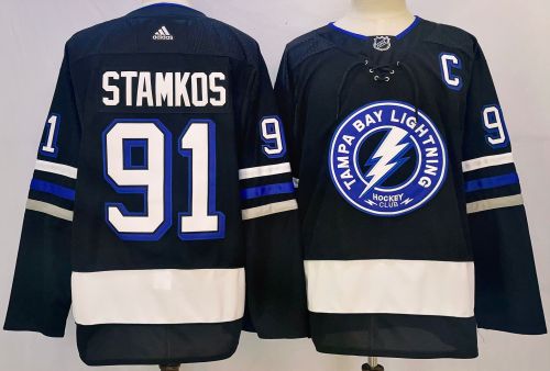 Tampa Bay Lightning Alternate Player Jersey Black NO.91 STAMKOS