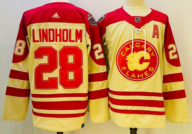 Calgary Flames 2023 NHL Heritage Classic Premier Jersey Off White No.28 LINDHOLM
