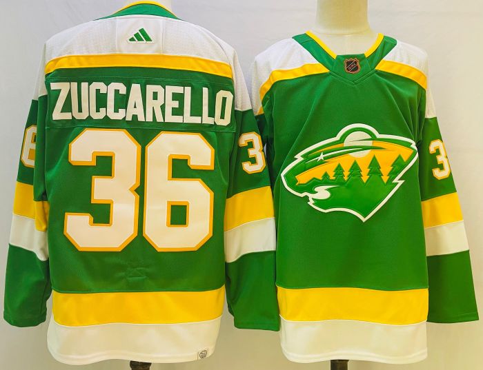 Minnesota Wild 2023/24 Premier Breakaway Jersey Green NO.36 ZUCCARELLD