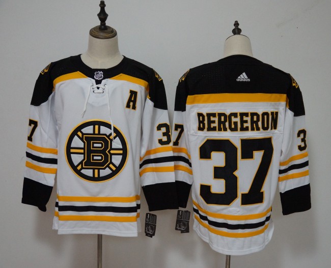 Boston Bruins 19/20 Alternate Player Jersey White NO.37 BERGERON