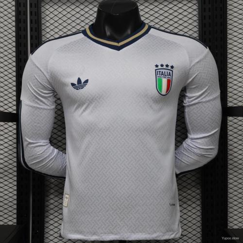 Italy 2026 World Cup Away Player Long Sleeve Men Jersey