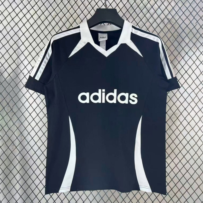 Striped V-Neck Black T-shirt 2026