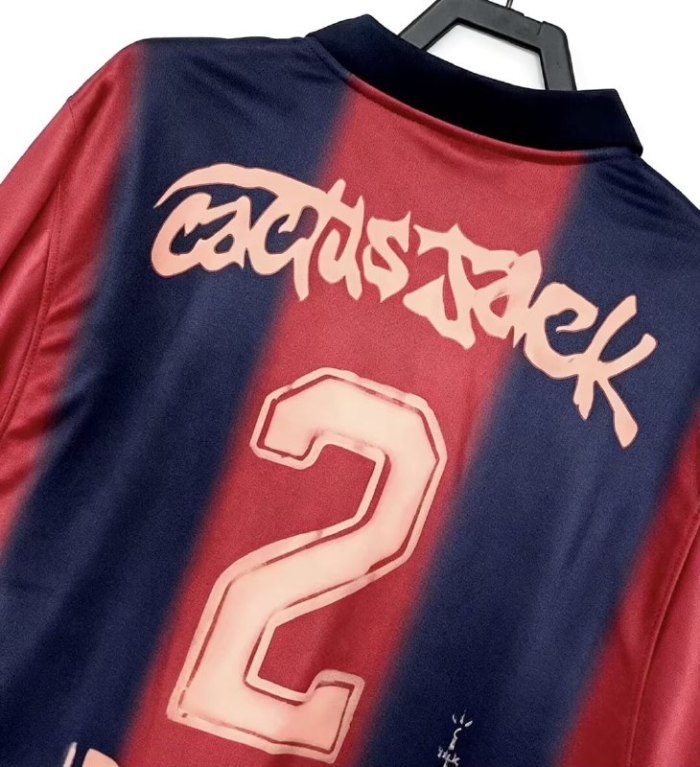 Barcelona x Travis Scott Home Retro Skeleton Long Sleeve Jersey 2000/01