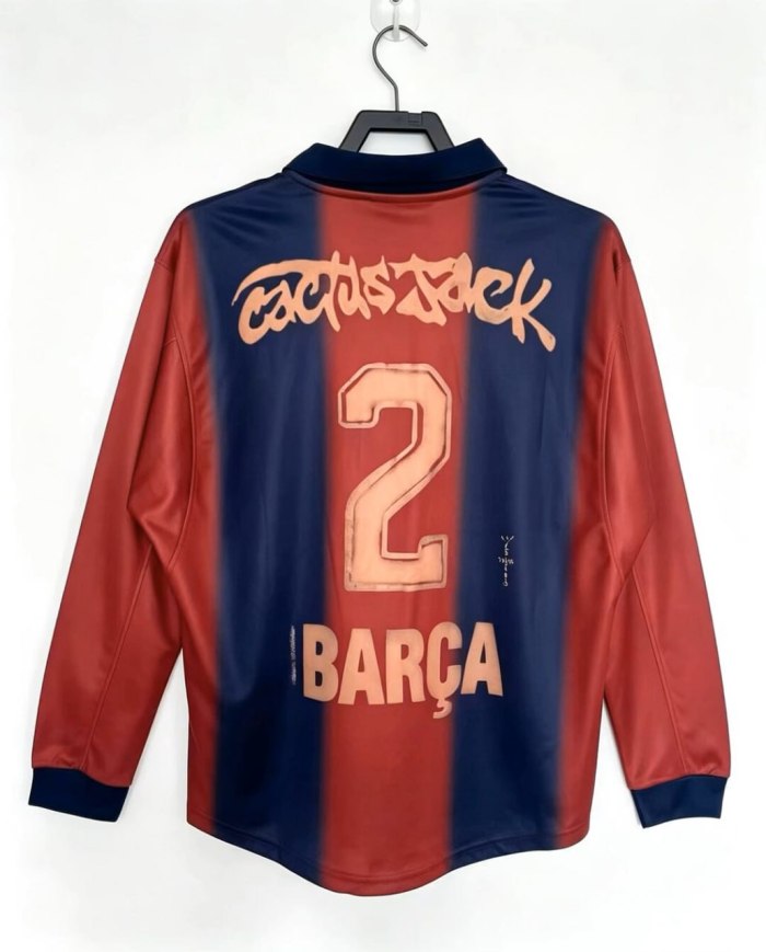 Barcelona x Travis Scott Home Retro Skeleton Long Sleeve Jersey 2000/01
