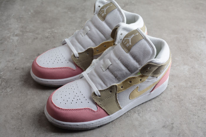 Jordan Air 1 Mid Retro Pink White Brown