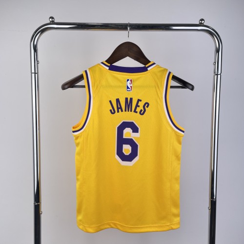 Los Angeles Lakers Kids Jersey Yellow Icon Edition 22/23 NO.6 JAMES