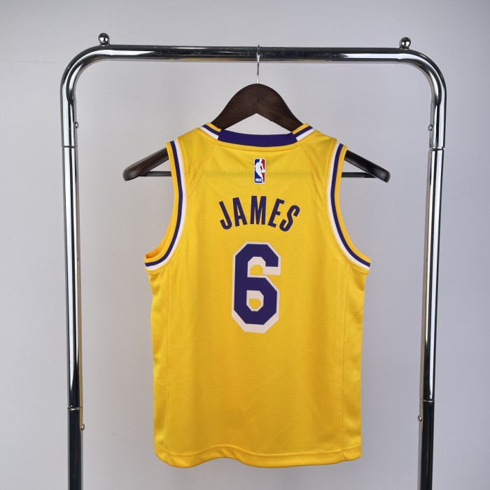 Los Angeles Lakers Kids Jersey Yellow Icon Edition 22/23 NO.6 JAMES
