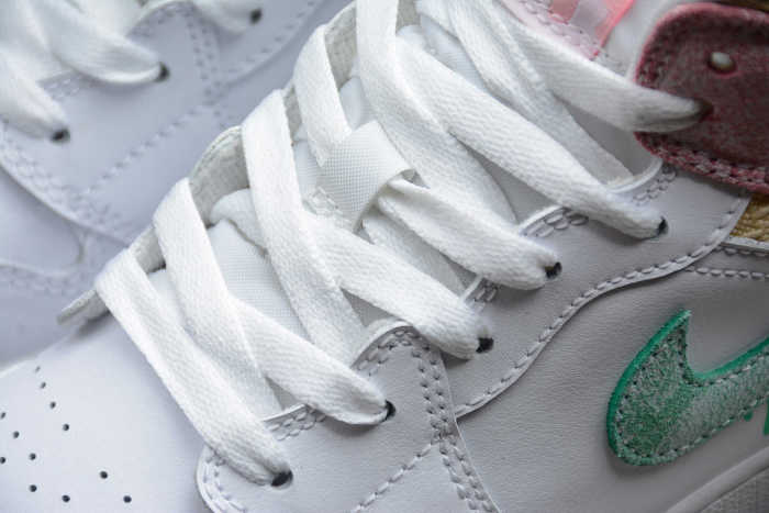 Air Jordan 1 Mid SE GS Paint Drip White Pink DD1666-100 GS