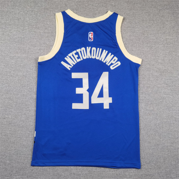 Milwaukee Bucks Kids Jersey Blue City Edition 24/25 NO.34 ANTETOKOUNMPO