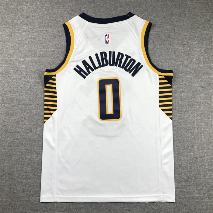 Indiana Pacers Kids Jersey White Icon Edition  2023 NO.0 HALIBURTON