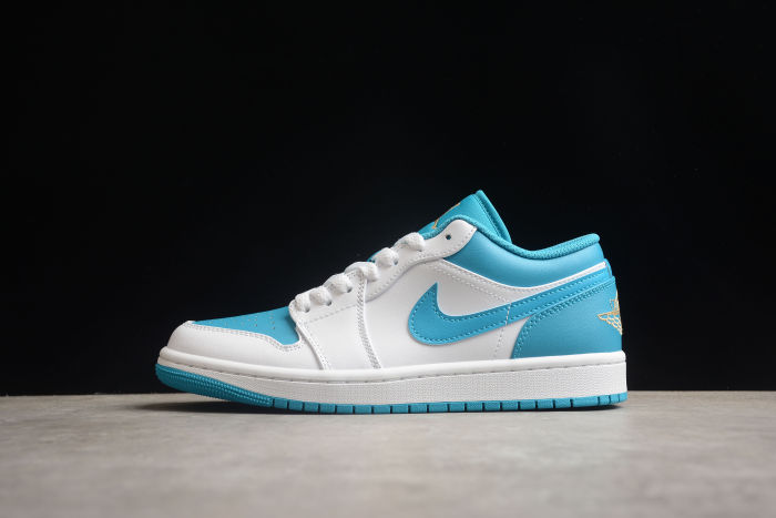 Air Jordan 1 Low Aquatone Blue White Gold 553558-174