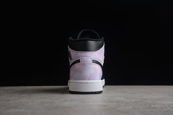 Air Jordan 1 Mid SE GS Zen Master Sneakers White Black Amethyst-Wav