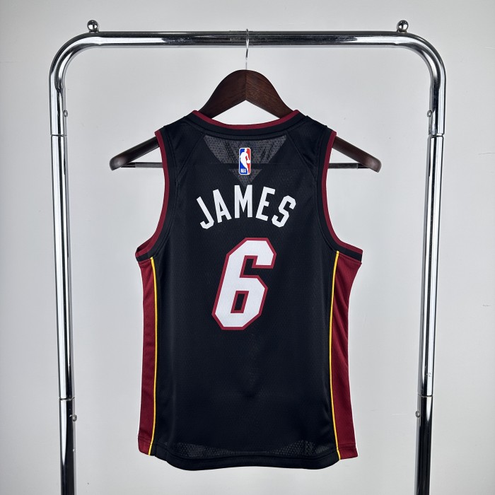 Miami Heat Kids Jersey Black 22/23 JAMES No. 6 James