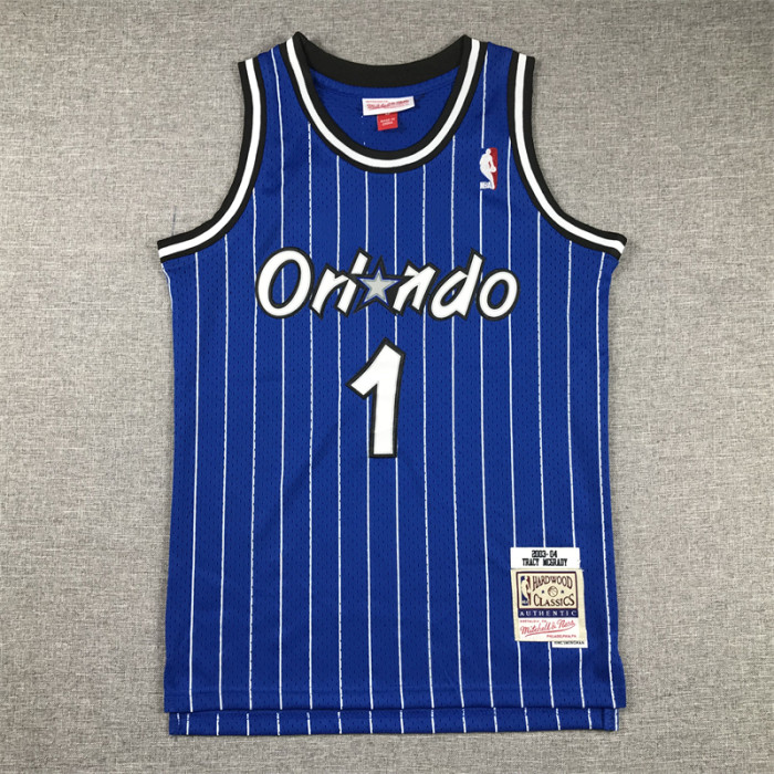 Orlando Magic Kids Jersey Blue Stripes Reprint Edition 03/04 NO.1 McGRADY
