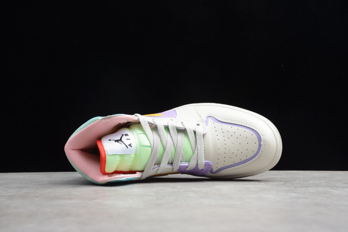 Air Jordan 1 GS white purple green orange 556298 007