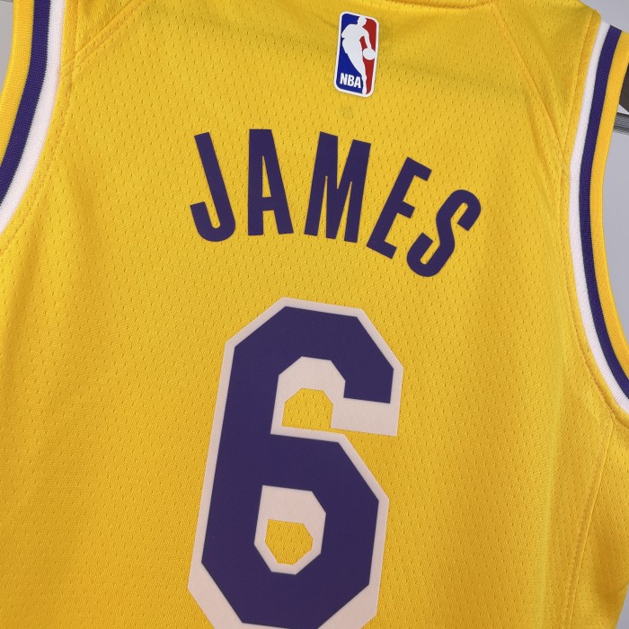 Los Angeles Lakers Kids Jersey Yellow Icon Edition 22/23 NO.6 JAMES