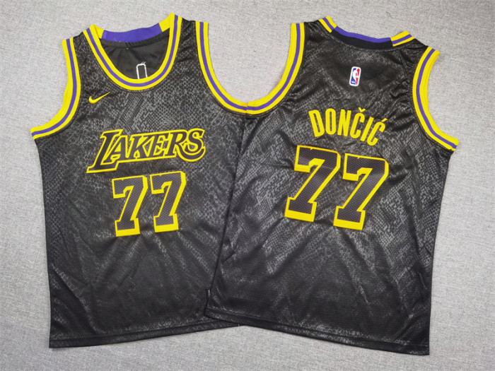 Los Angeles Lakers KIds Jersey snake pattern Black Statement Edition NO.77 Dončić
