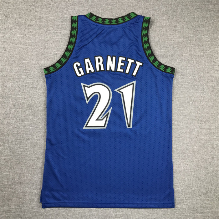Minnesota Timberwolves Kids Jersey Blue Vintage Edition  90s NO.21 GARNETT