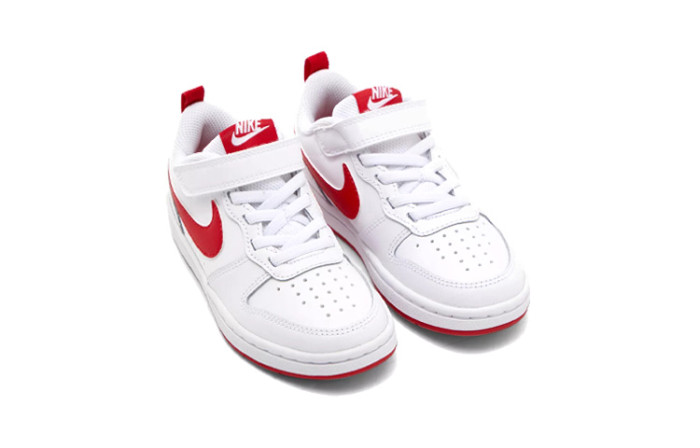 Air Force low-top children's leather sneakers Velcro FG22-36 White Red