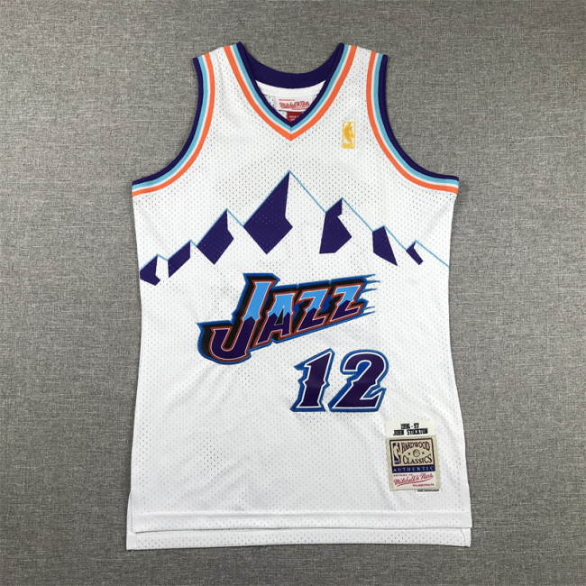 Utah Jazz KIds Jersey White Vintage Edition 96/97 NO.12 STOCKTON